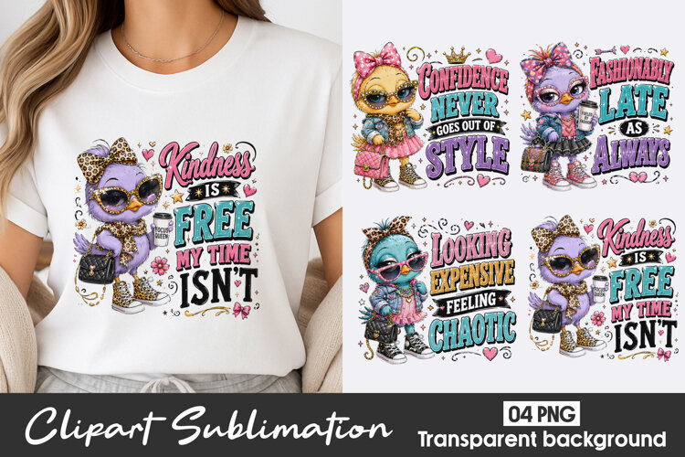 Cute Fashion Duck Clipart Sublimation PNG example image 1