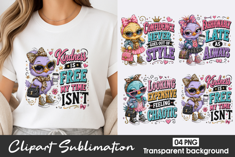 Cute Fashion Duck Clipart Sublimation PNG
