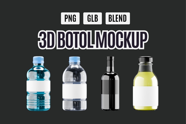 3D Bottle Mockup Pack 4