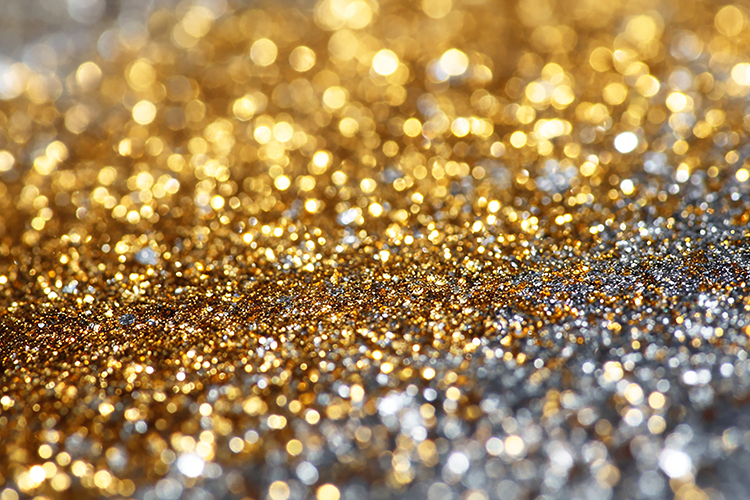 Sparkling gold   silver glitter background with bokeh effect