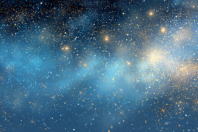 Celestial scene of a starry night sky with bright stars