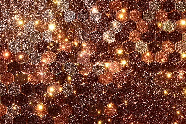 Glowing hexagons in shades of gold   brown
