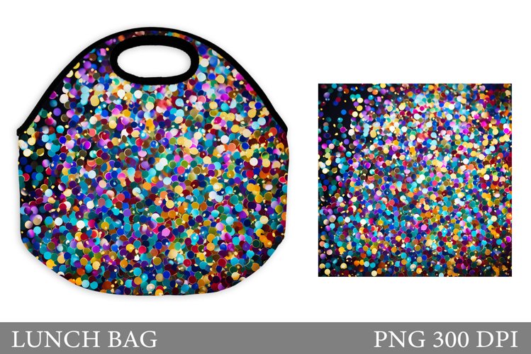 Glitter Lunch Bag Sublimation. Shimmer Lunch Bag Design