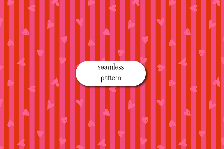 Pink and Red Striped Heart Seamless Valentine Pattern