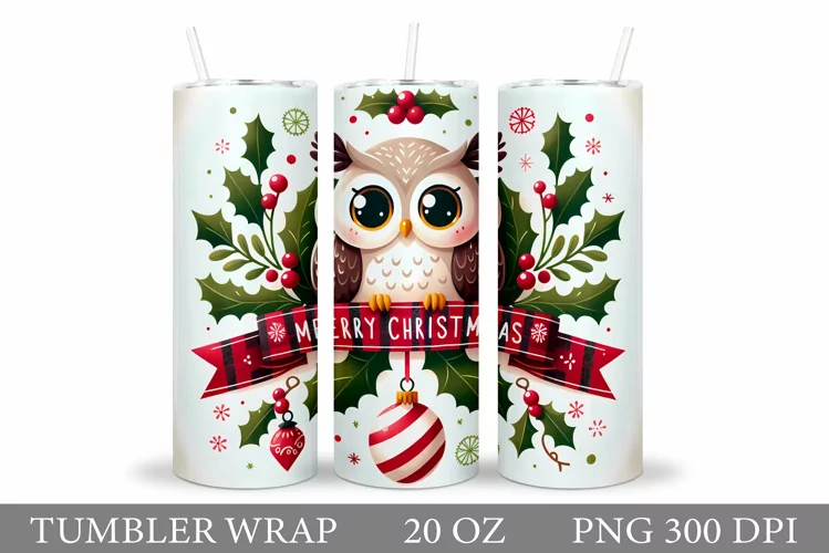 Christmas Owl Tumbler Design. Christmas Tumbler Sublimation