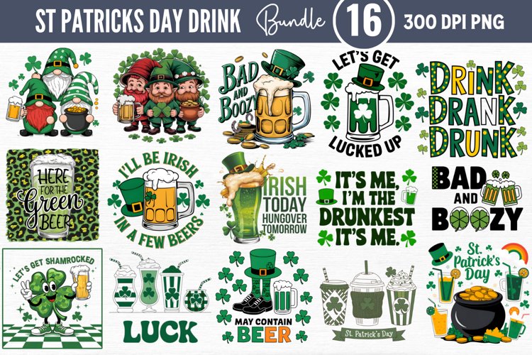 ST PATRICKS DAY Drink Sublimation Bundle PNG