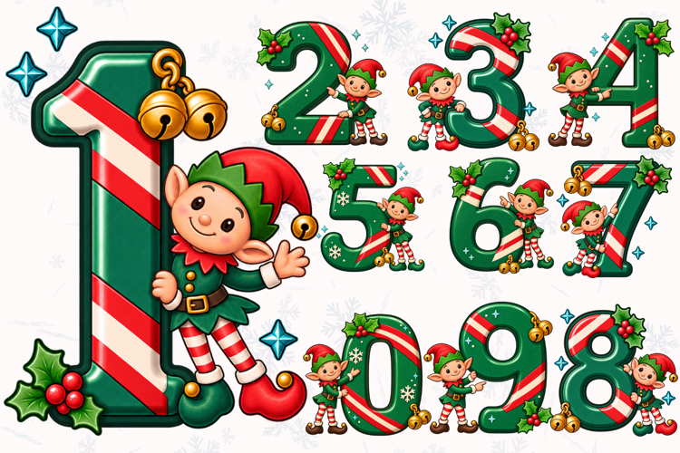 Christmas Elf Numbers PNG