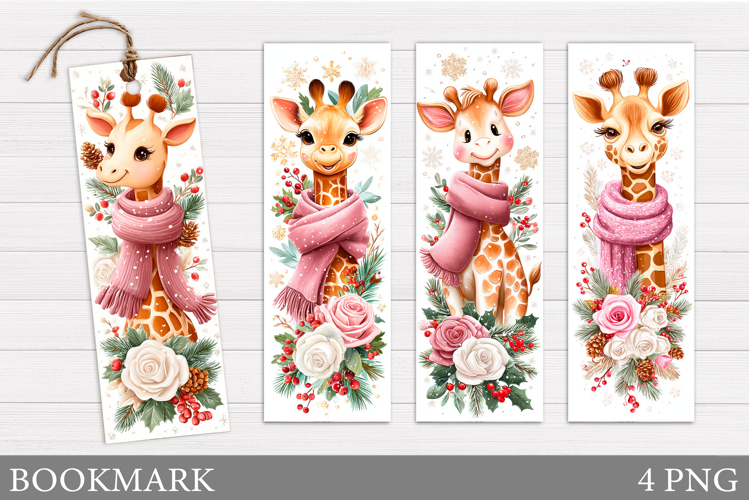 Christmas Giraffe Bookmark. Christmas Bookmark Sublimation