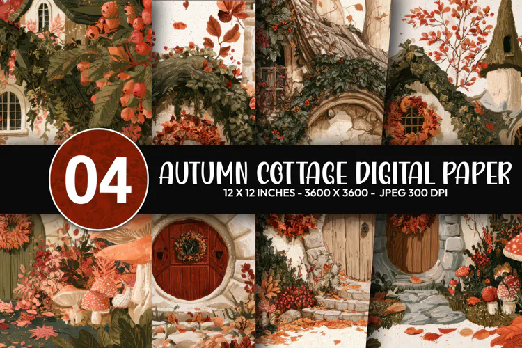 Autumn Cottage Digital Paper