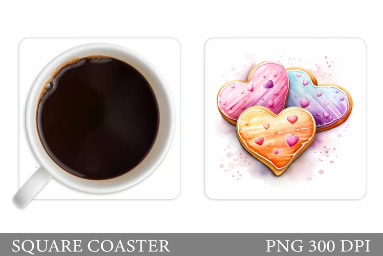 Cookies Coaster Sublimation. Cookies Valentines Coaster
