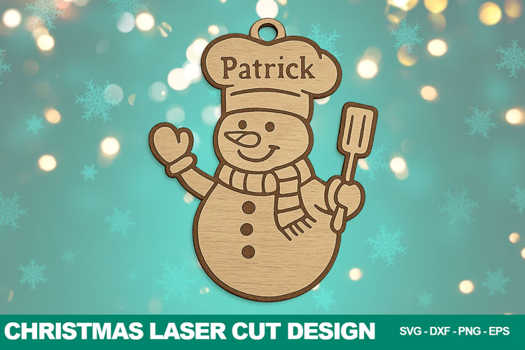 Christmas Snowman Chef Laser Cut Design