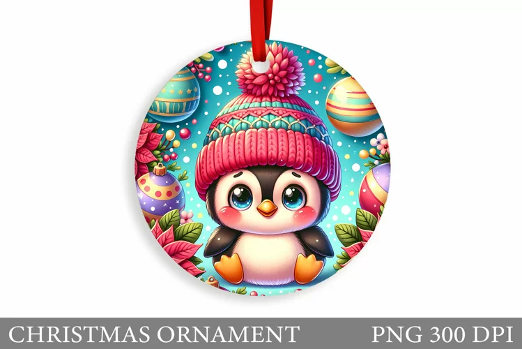 Cute Penguin Christmas Ornament. Cute Penguin Sublimation