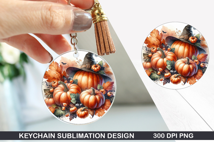 Pumpkin Keychain Sublimation - Halloween Keychain PNG