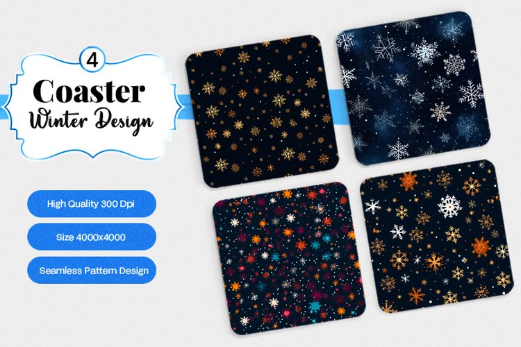 Square Coaster winter snow Sublimation example image 1