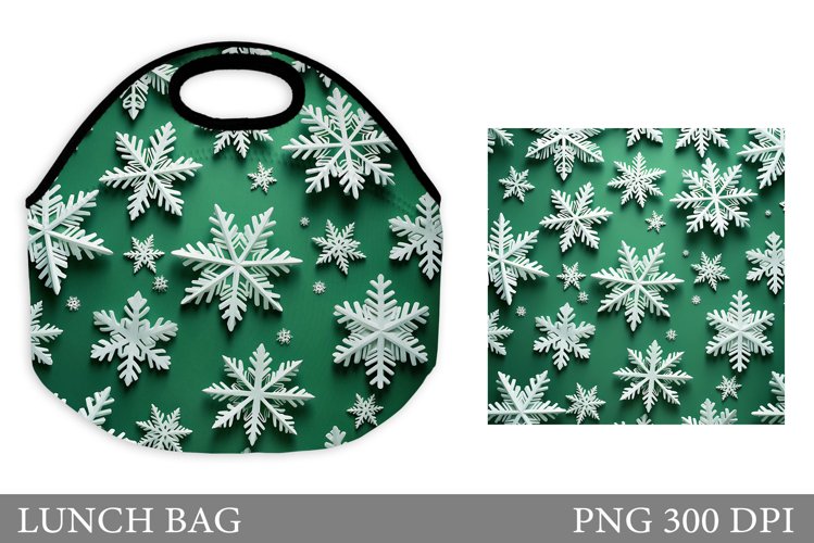 Snowflakes Lunch Bag. 3D Snowflakes Lunch Bag Design