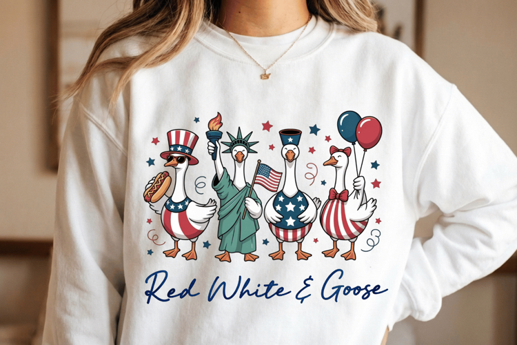 Patriotic Funny Goose PNG T-Shirt|4th of July PNG Sublimatio