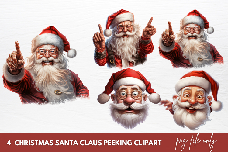 Christmas Santa Claus Peeking Clipart