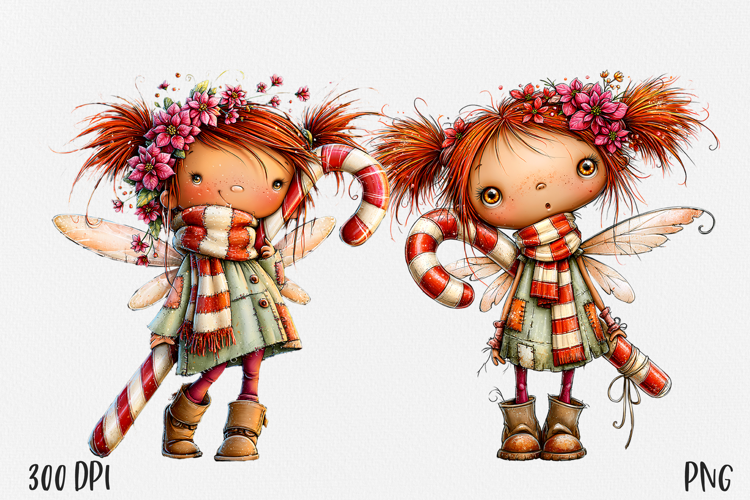 Christmas Fairy PNG, Cute Winter Fairy Girl Clipart