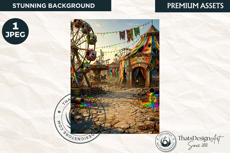 Horrific Carnival Backdrop Creepy Circus Halloween example image 1