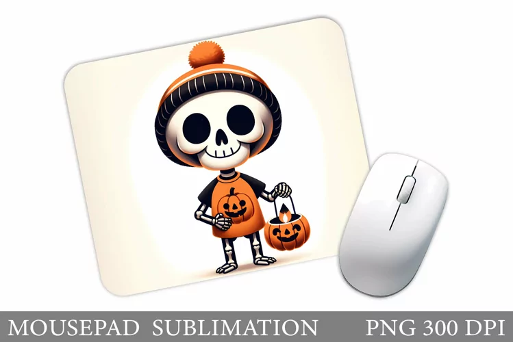 Cute Skeleton Mouse Pad. Halloween Mouse Pad Sublimation