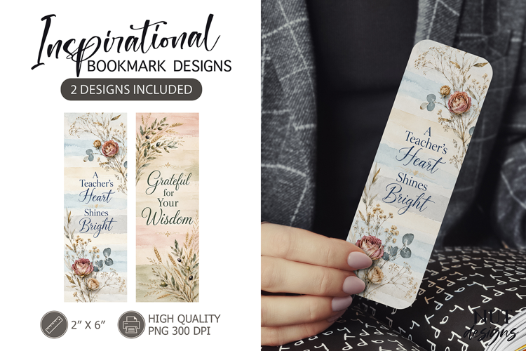 Teacher Floral Inspirational Bookmarks elegant gratitude