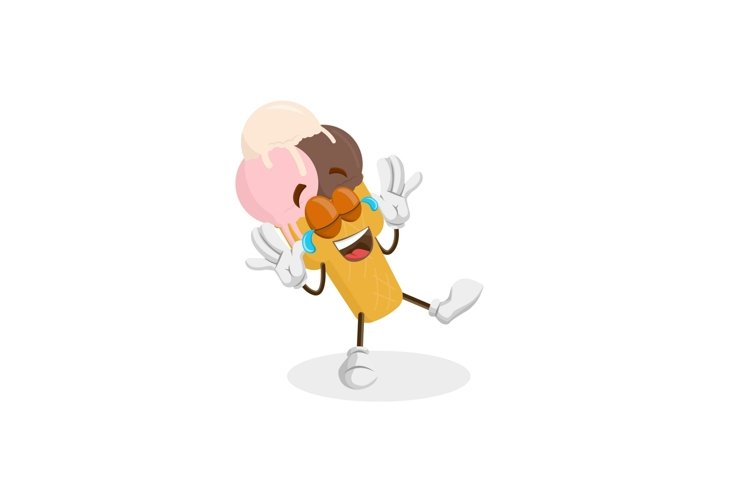 Ice cream Logo mascot happy pose example image 1
