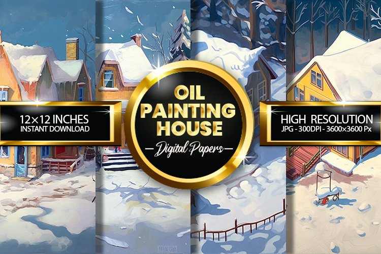 Oil Painting House Digital Papers - 04 Variations example image 1