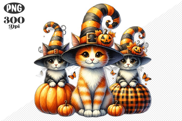 Halloween Cat And Pumpkin Sublimation - Clipart PNG Design