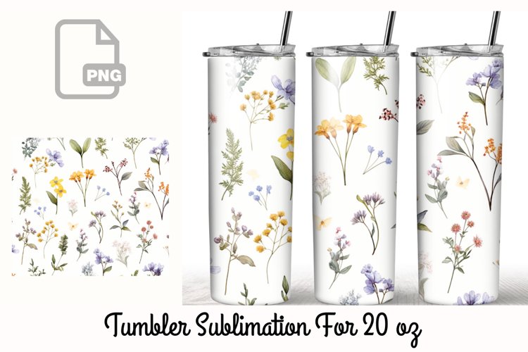 Dainty Wildflowers 20 oz Tumbler Wrap Sublimation