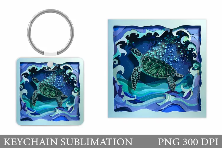 Turtle Keychain Sublimation. Turtle Keychain Design