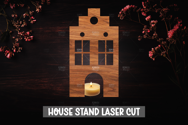 3D House Christmas Candle Holder Laser Cut Design
