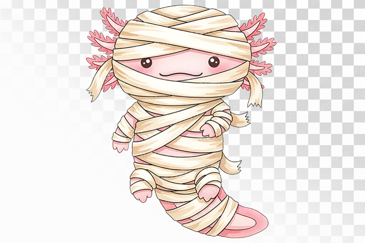 Halloween Axolotl Mummy Bandage Costume PNG Uparupa