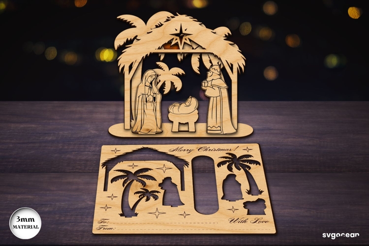 Nativity Scene Gift Card Laser Cut | Glowforge | 3D Puzzle