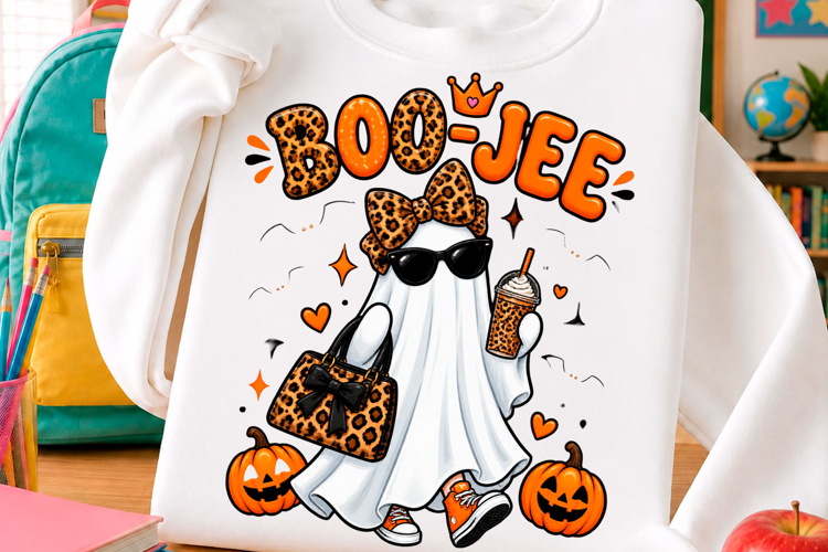 Cute boo jee ghost Halloween girl character pumpkin t shirt