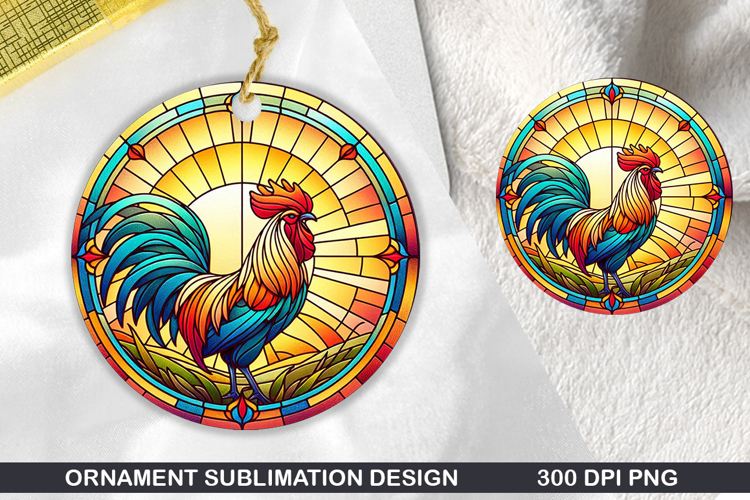 Chiken Stained Glass Ornament PNG, Digital Download File