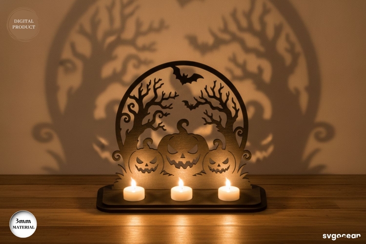 Halloween Pumpkin Candle Holder SVG | Laser Cut | Glowforge