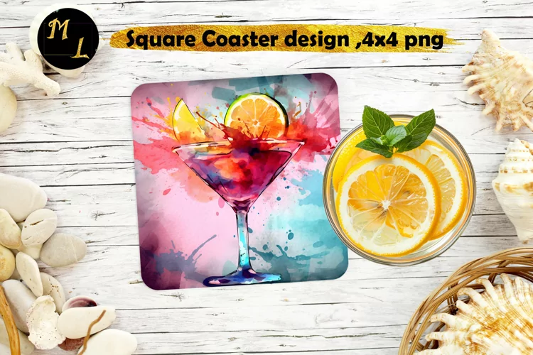 Cocktail Square Coaster design,Cocktail Coaster sublimation