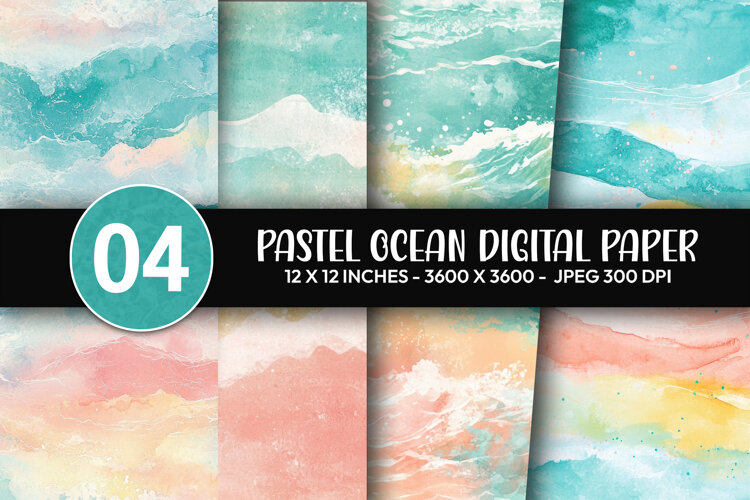Pastel Ocean Digital Paper example image 1
