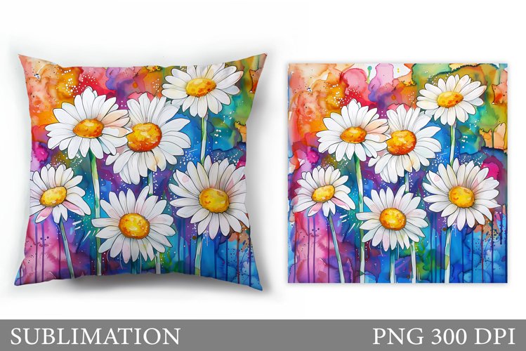 Daisy Flowers Pillow Sublimation. Flowers Sublimation example image 1