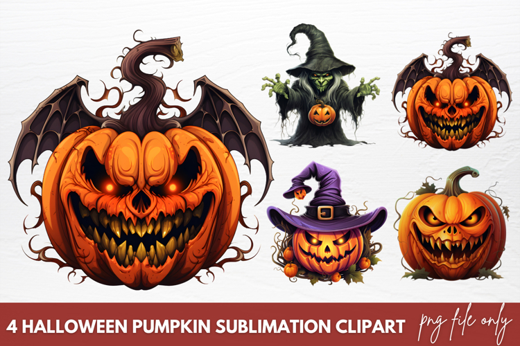Watercolor Halloween Pumpkin Sublimation Clipart