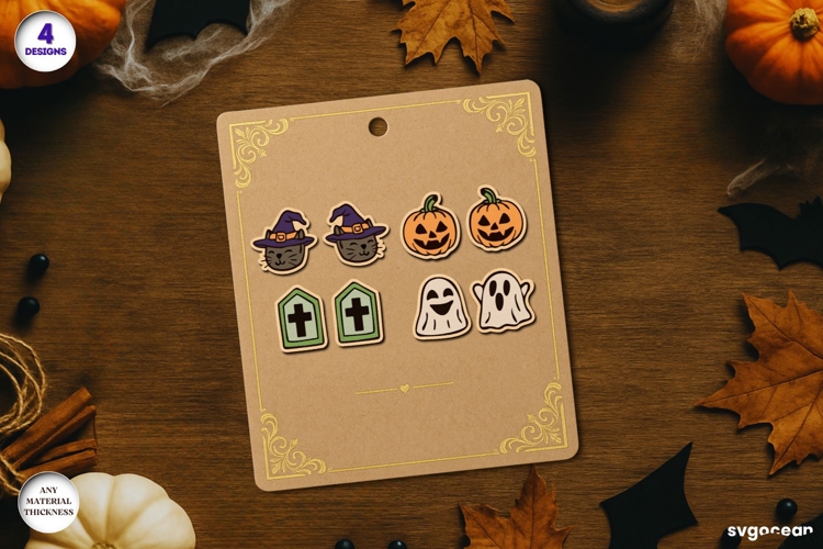 Halloween Stud Earrings Laser Cut | Jewerly | SVG