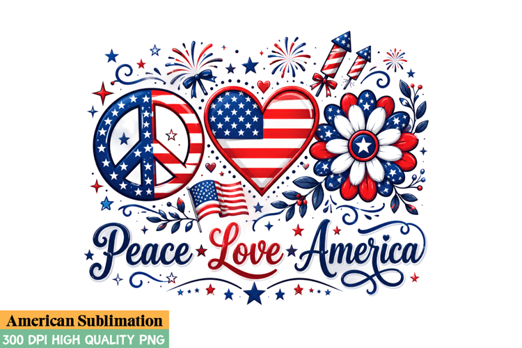 Peace Love America Design,Peace Love America Sublimation