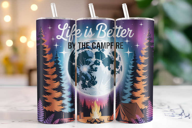 Life is better by the campfire Tumbler Wrap | Sublimation example image 1