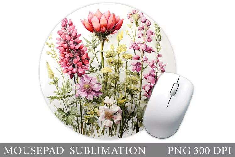 Floral Mouse Pad Sublimation. Wildflowers Mouse Pad Design