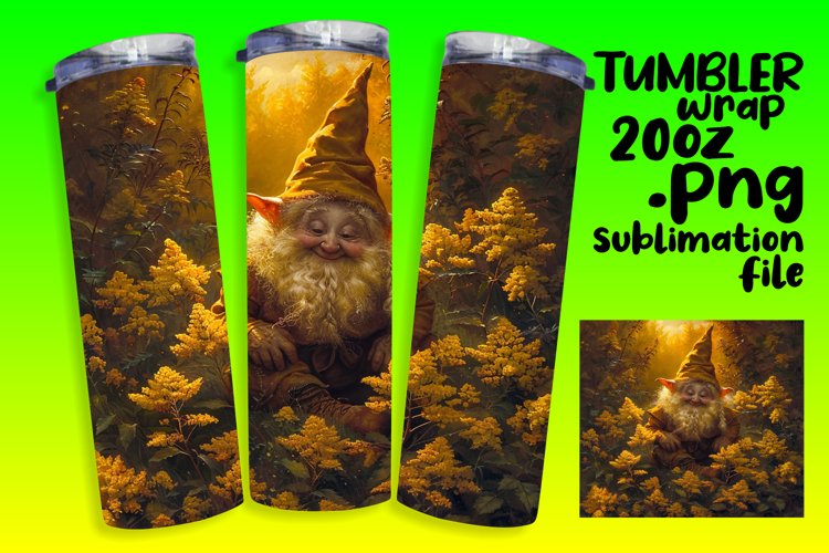 Flower Power Gnome Tumbler Wrap 20oz,Summer example image 1