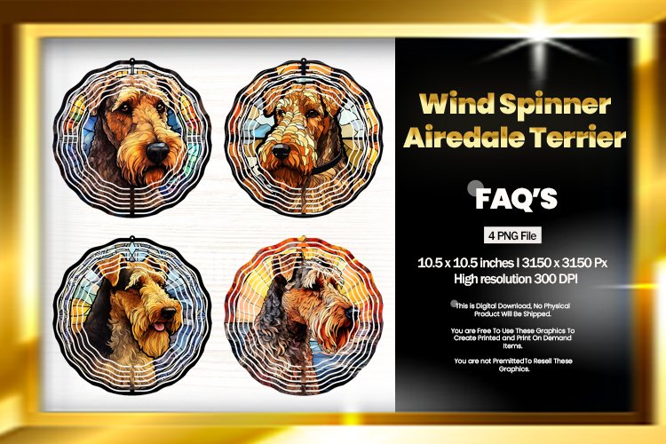 Airedale Terrier Wind Spinner Sublimation - 04 Variations example image 1