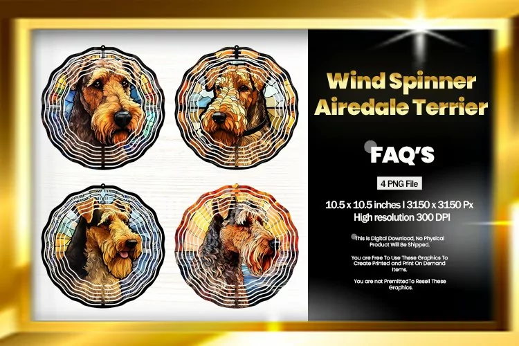 Airedale Terrier Wind Spinner Sublimation - 04 Variations