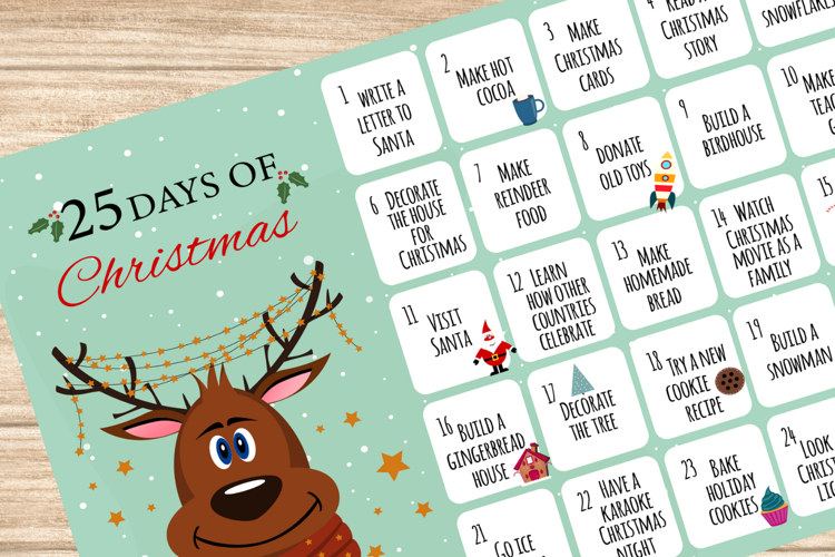 Christmas advent calendar, Christmas countdown, Reindeer