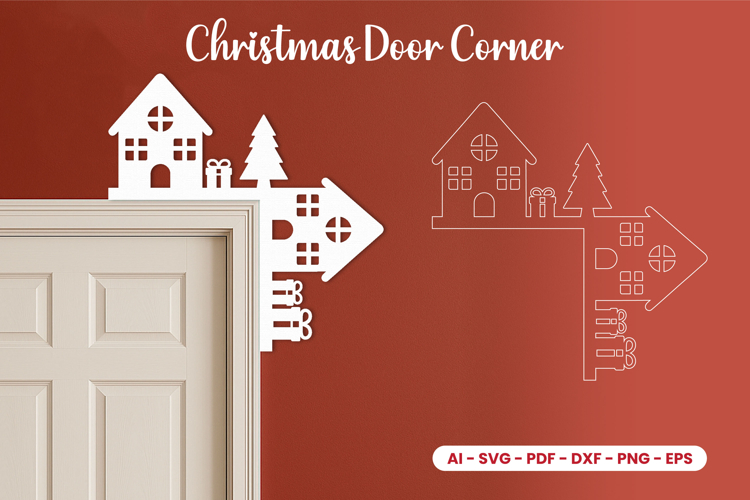 Christmas Door Corner Laser Cut SVG
