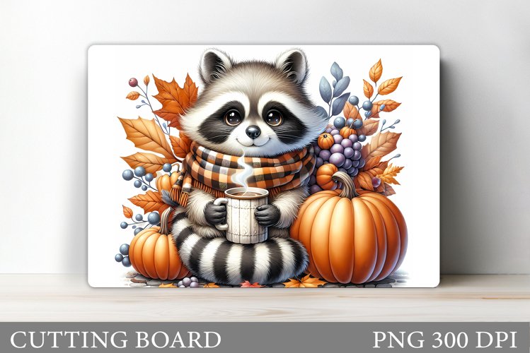 Fall Raccoon Cutting Board. Fall Cutting Board Sublimation example image 1